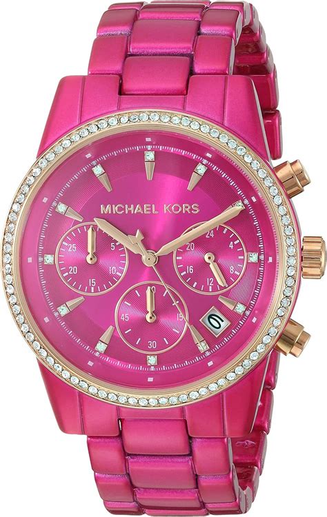 pink michael kors watch|Michael Kors rhinestone watch.